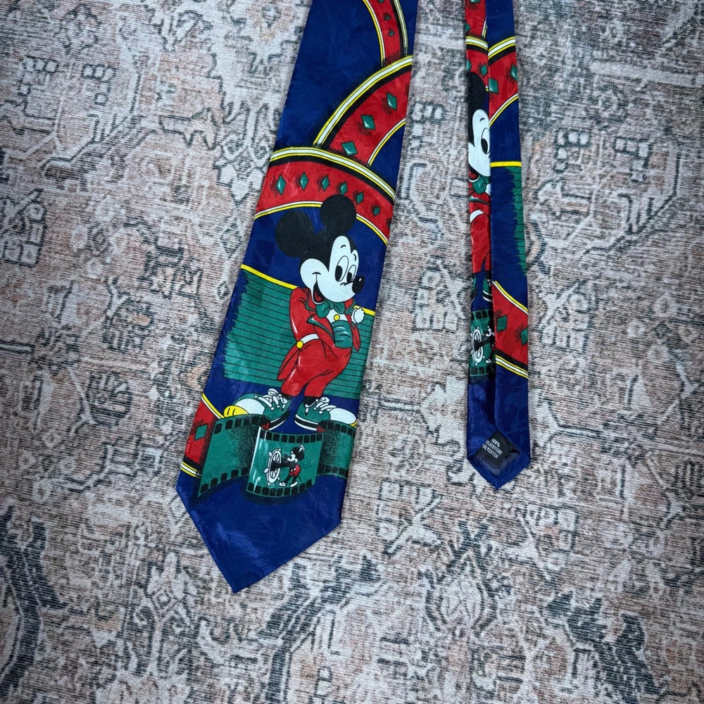 Mickey Unlimited Mickey Mouse Tuxedo Film Strip Blue Polyester Necktie